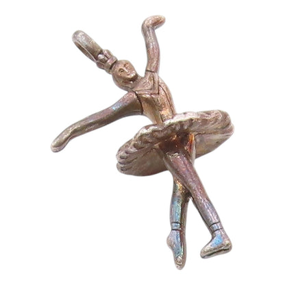 925 Sterling Silver  Vintage Dark Tone Ballet Dancer Pendant  PT19150