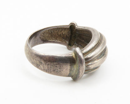CHARLES KRYPELL 925 Silver  Vintage Dark Tone Fluted Band Ring Sz 6.5  RG14523