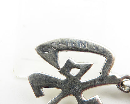 925 Sterling Silver  Vintage Shiny Smooth Chinese Character Pendant  PT8215