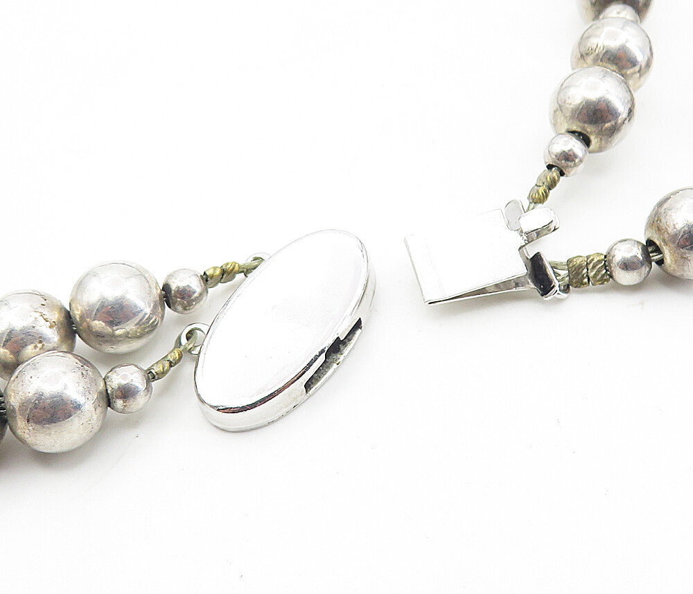 DESIGNER 925 Sterling Silver  Vintage Modernist Sculpted Chain Necklace NE1565