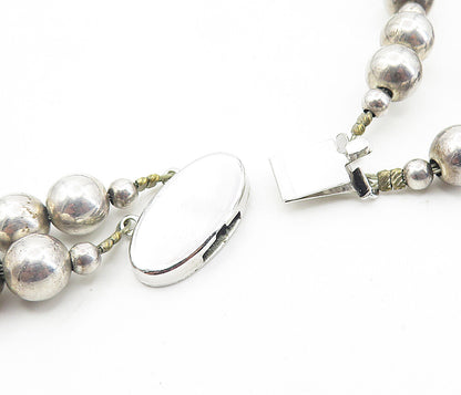 DESIGNER 925 Sterling Silver  Vintage Modernist Sculpted Chain Necklace NE1565