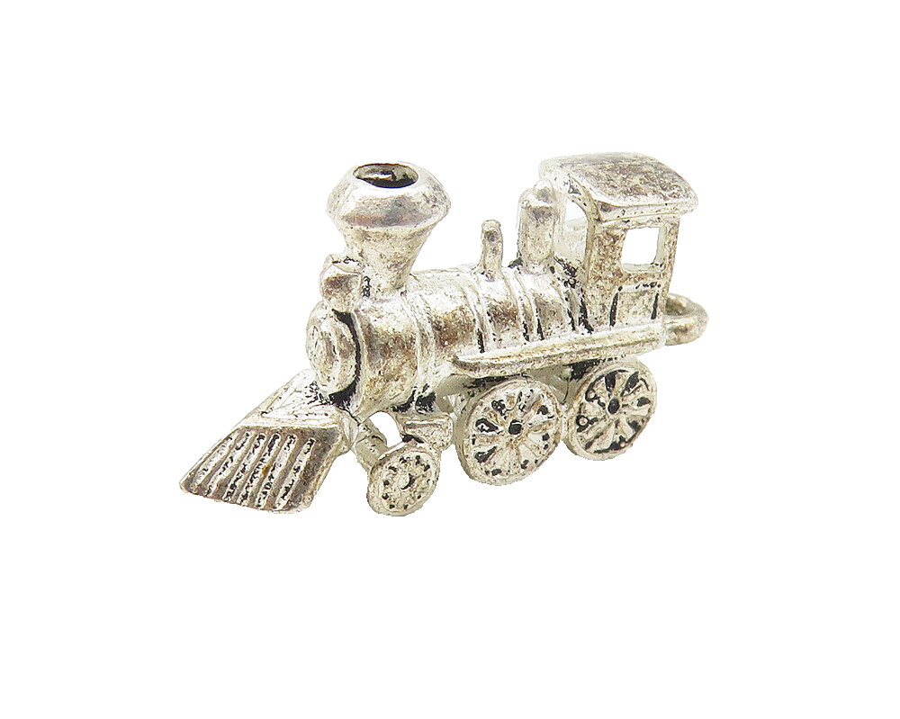 925 Sterling Silver  Vintage Petite Shiny Steam Train Motif Pendant  PT8909