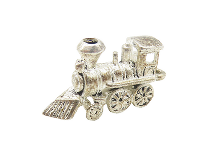 925 Sterling Silver  Vintage Petite Shiny Steam Train Motif Pendant  PT8909