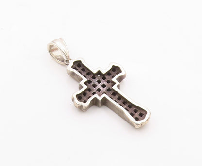 925 Sterling Silver   Vintage Cubic Zirconia Religious Cross Pendant  PT12768