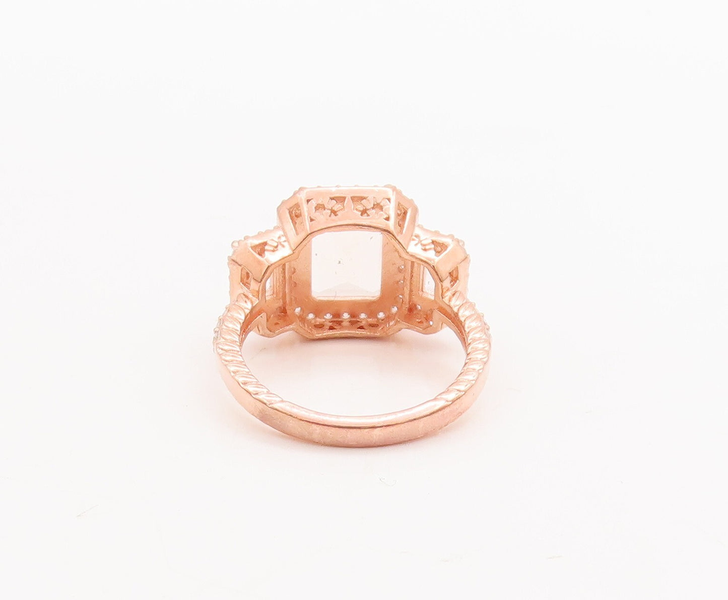 925 Sterling Silver Vintage Ring Rose Gold Plated Morganite Topaz  Sz 6  RG29439