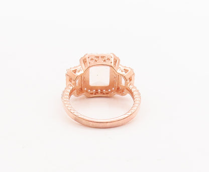 925 Sterling Silver Vintage Ring Rose Gold Plated Morganite Topaz  Sz 6  RG29439