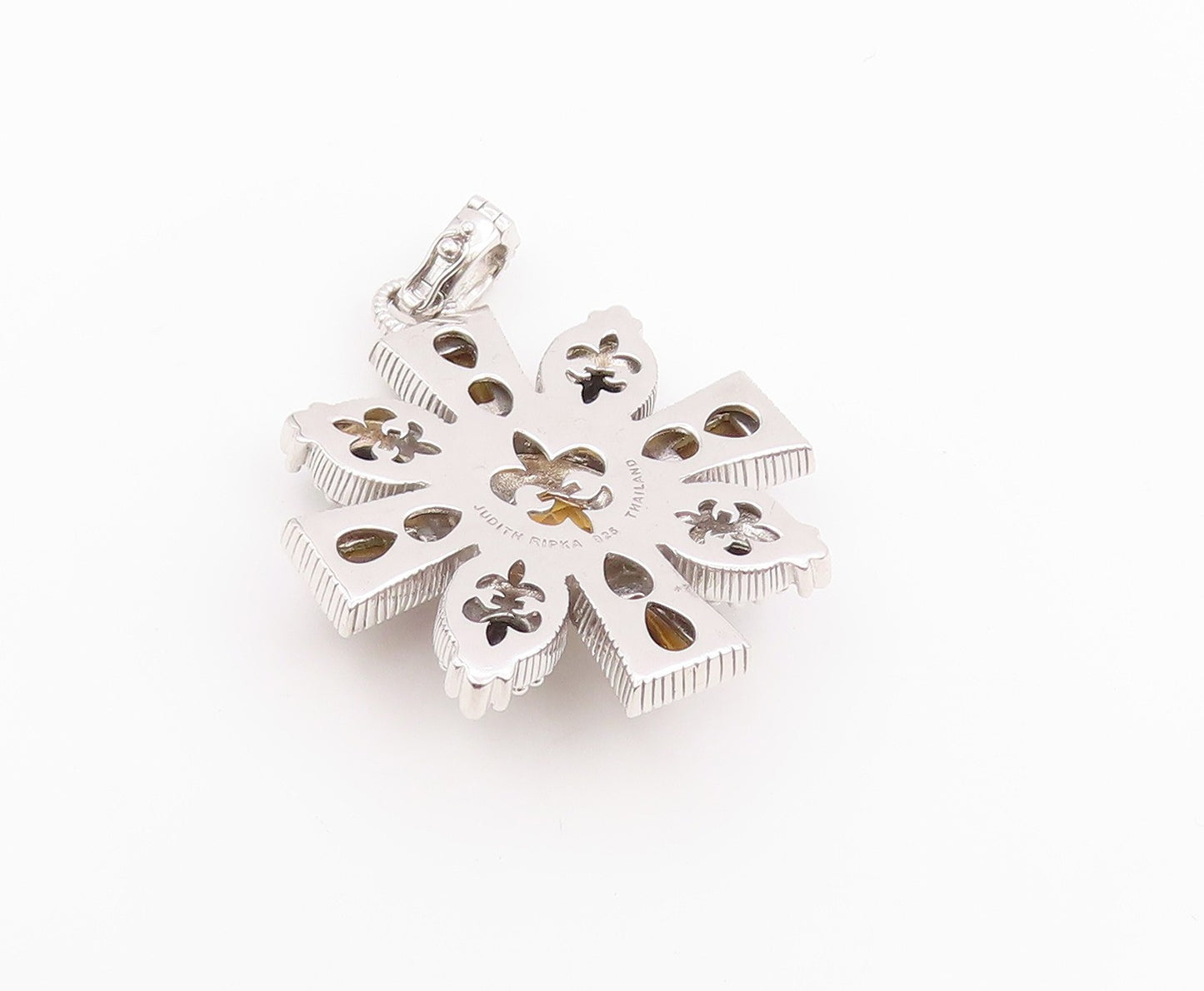 925 Sterling Silver Vintage Pendant JUDITH RIPKA Gemstone Maltese Cross  PT26418