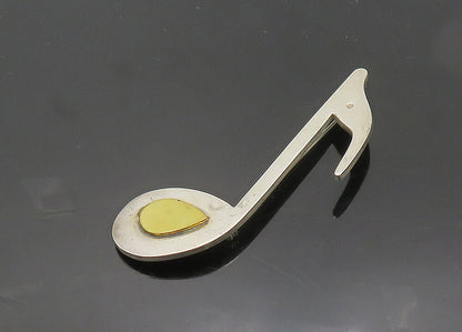MEXICO 925 Sterling Silver  Vintage Two Tone Music Note Brooch Pin  BP7795