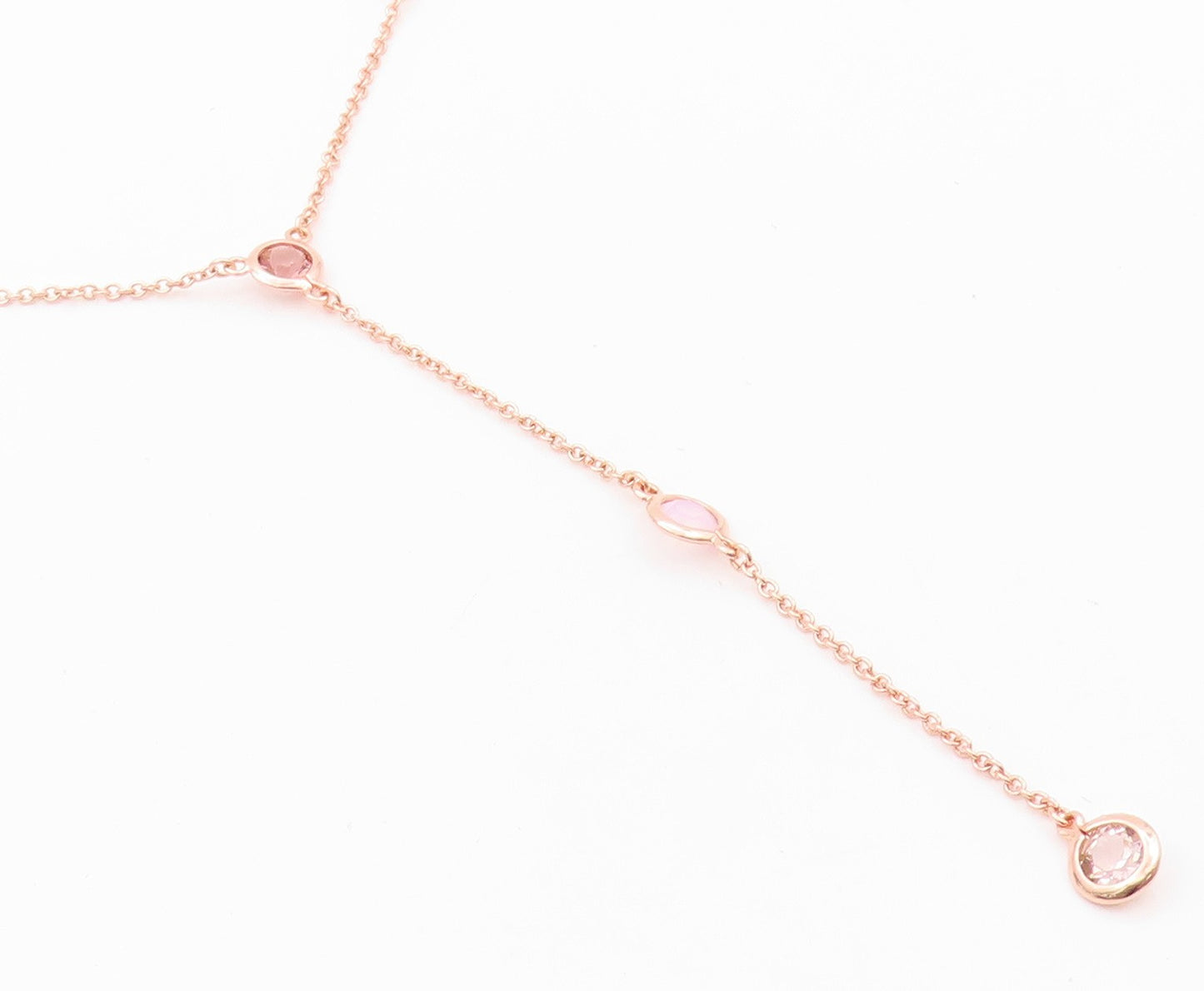 925 Sterling Silver Vintage Necklace Rose Gold Plated Gemstones Drop  NE4508