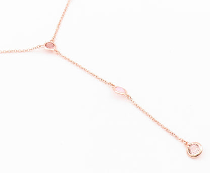 925 Sterling Silver Vintage Necklace Rose Gold Plated Gemstones Drop  NE4508