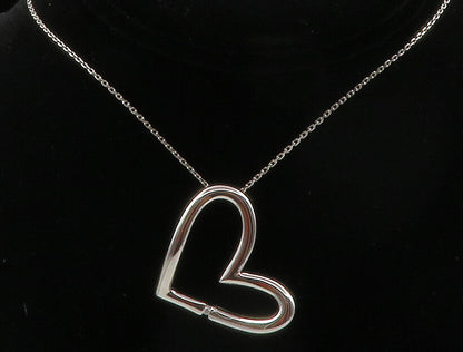 925 Sterling Silver  Genuine Diamond Open Love Heart Chain Necklace  NE2181