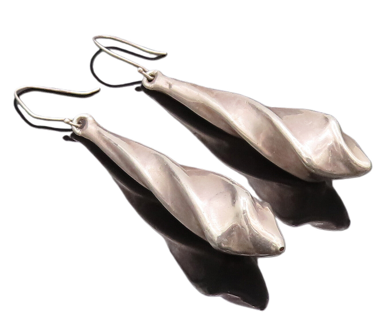 925 Sterling Silver Vintage Earrings Minimalist Twisted Effect Puffed  EG12826