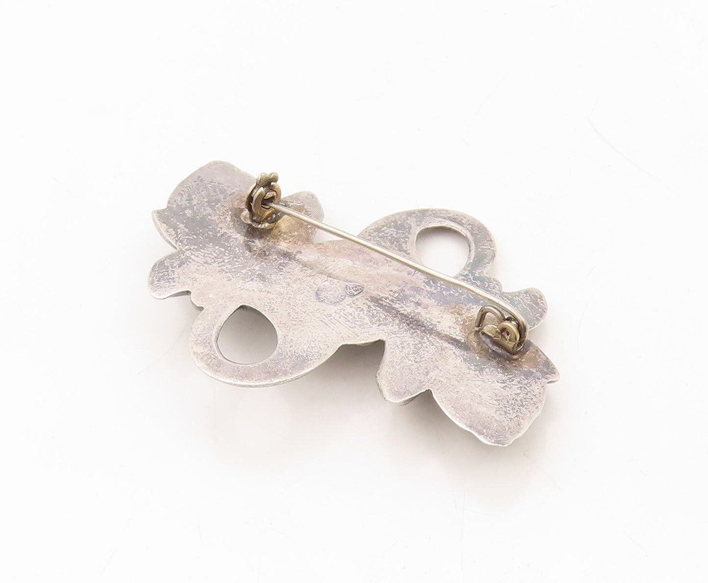 925 Sterling Silver Vintage Brooch Pin Dark Tone Swirly Floral Design  BP11296