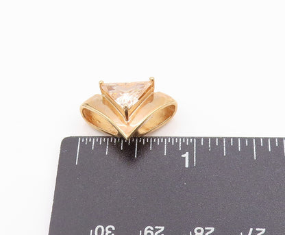 925 Sterling Silver Vintage Pendant Gold Plated Champagne CZ Charm  PT24953