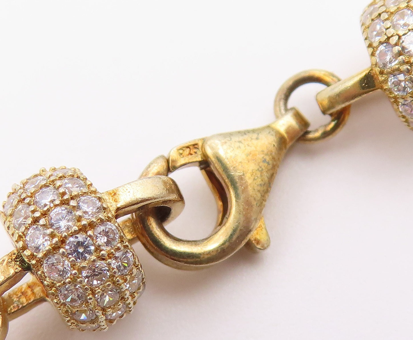 925 Sterling Silver Vintage Necklace Gold Plated CZ Cosmic Orb Chain  NE4931