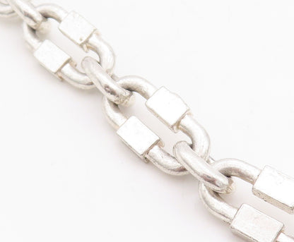 925 Sterling Silver Vintage Necklace Solid Oval Box Cutout Chain  NE4336