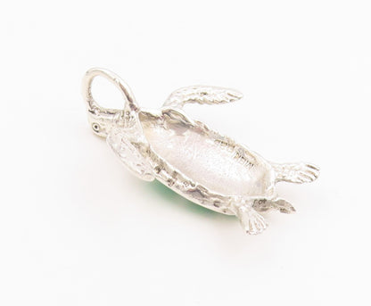 925 Sterling Silver Vintage Pendant Fire Opal Inlay Classic Turtle Charm PT26031
