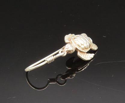 925 Sterling Silver  Vintage Sculpted Sea Turtle Dangle Earrings  EG11777