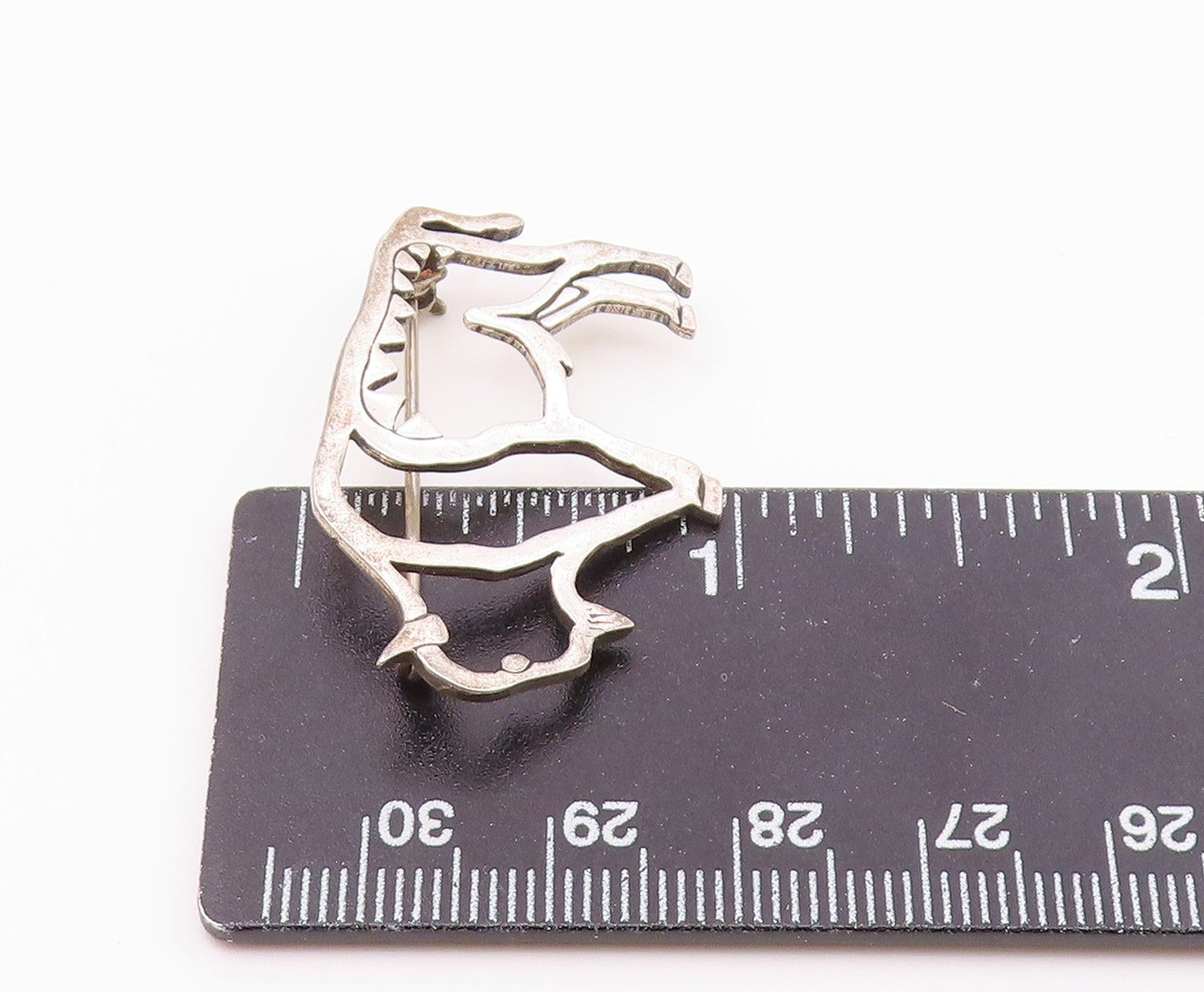 SOUTHWESTERN 925 Silver Vintage Shiny Bull Motif Cut Out Brooch Pin BP9413