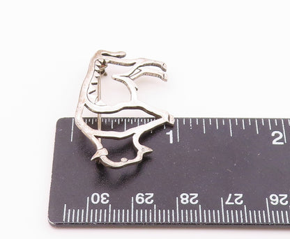 SOUTHWESTERN 925 Silver Vintage Shiny Bull Motif Cut Out Brooch Pin BP9413