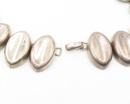 925 Sterling Silver  Vintage Dark Tone Concave Dome Chain Necklace  NE2817