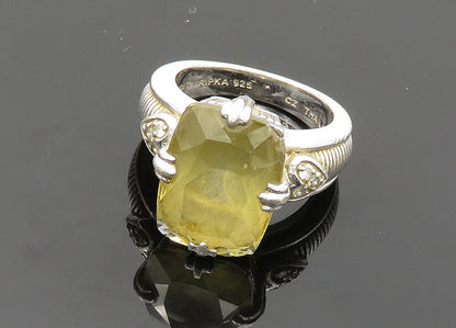 JUDITH RIPKA 925 Sterling Silver Vintage Topaz Love Heart Ring Sz 7  RG20260