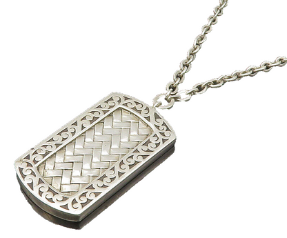 LOIS HILL 925 Silver  Vintage Shiny Woven Swirl Border Chain Necklace  NE3519