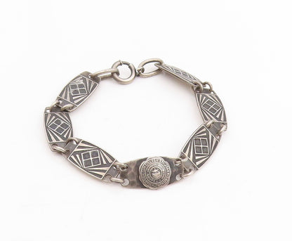 925 Sterling Silver Vintage Bracelet St. John's College Brooklyn Alumni  BT11475