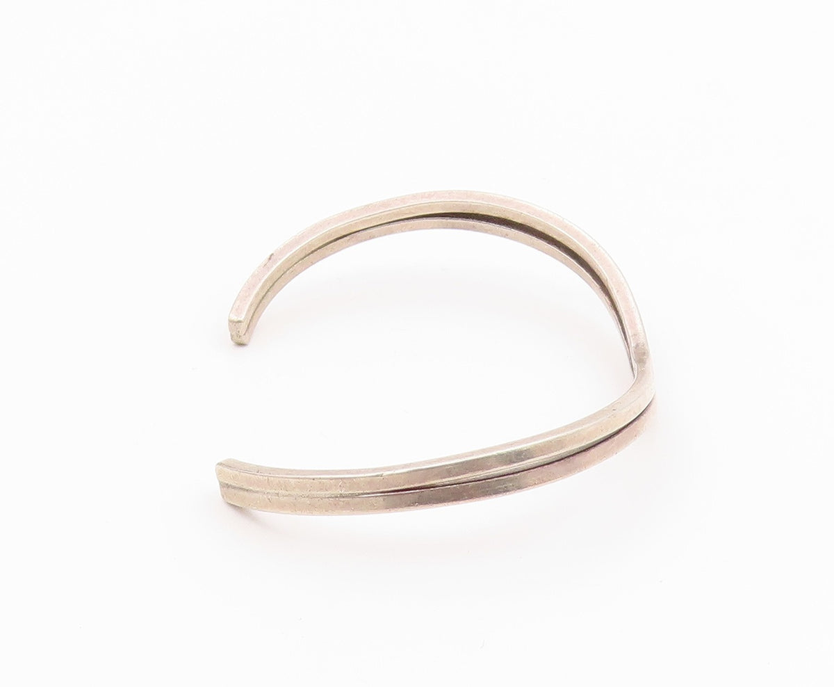 LAZZARI 925 Sterling Silver  Vintage Shiny Pointed Cuff Bracelet  BT9054