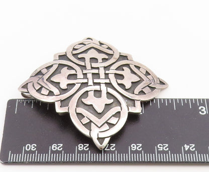925 Sterling Silver Vintage Brooch Pin MEXICO Celtic Square Shield Knot  BP12669
