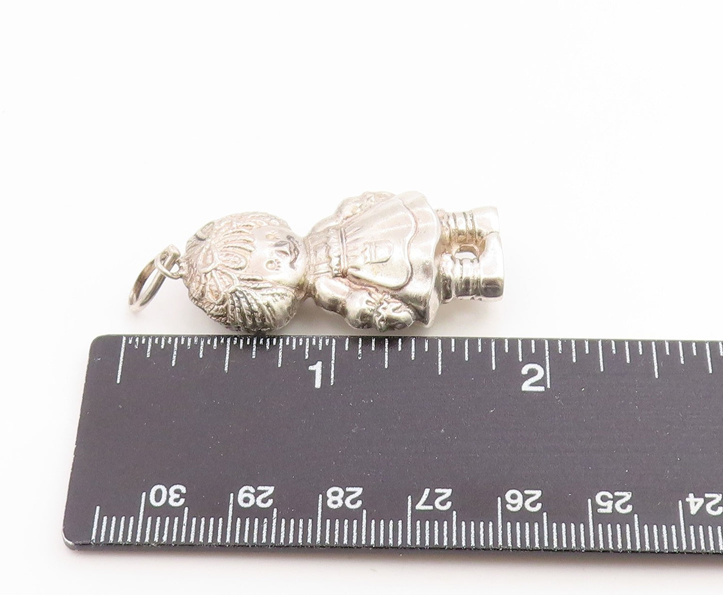 925 Sterling Silver Vintage Pendant 1975 MACMILLAN TOPAZIO 3D Ann Doll  PT26293