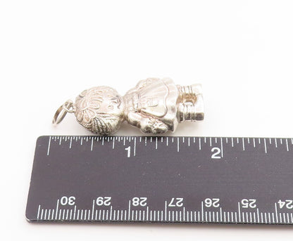 925 Sterling Silver Vintage Pendant 1975 MACMILLAN TOPAZIO 3D Ann Doll  PT26293