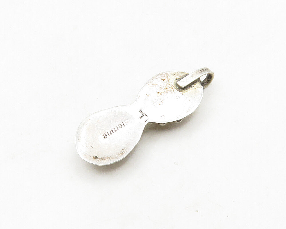 FANNIE PLATERO NAVAJO 925 Silver  Vintage Mother Of Pearl Pendant  PT15301