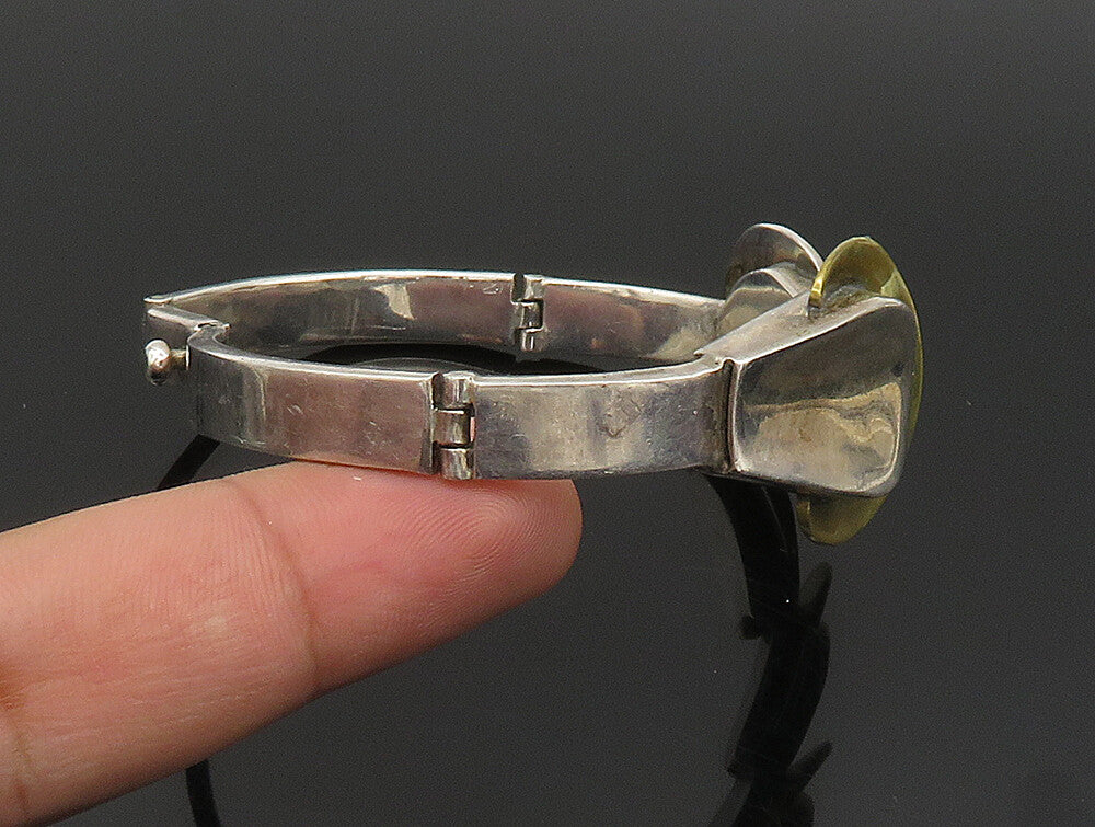 MEXICO 925 Silver  Vintage Two Tone Graduated Half Circle Link Bracelet BT9461