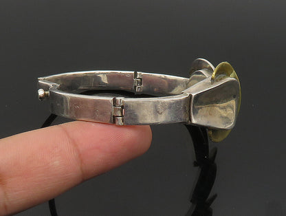 MEXICO 925 Silver  Vintage Two Tone Graduated Half Circle Link Bracelet BT9461