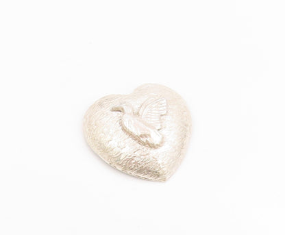 925 Sterling Silver Vintage Pendant Textured Peaceful Dove Love Heart  PT25609
