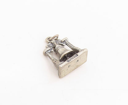 925 Sterling Silver Vintage Pendant Etched Liberty Bell Design Charm  PT25407