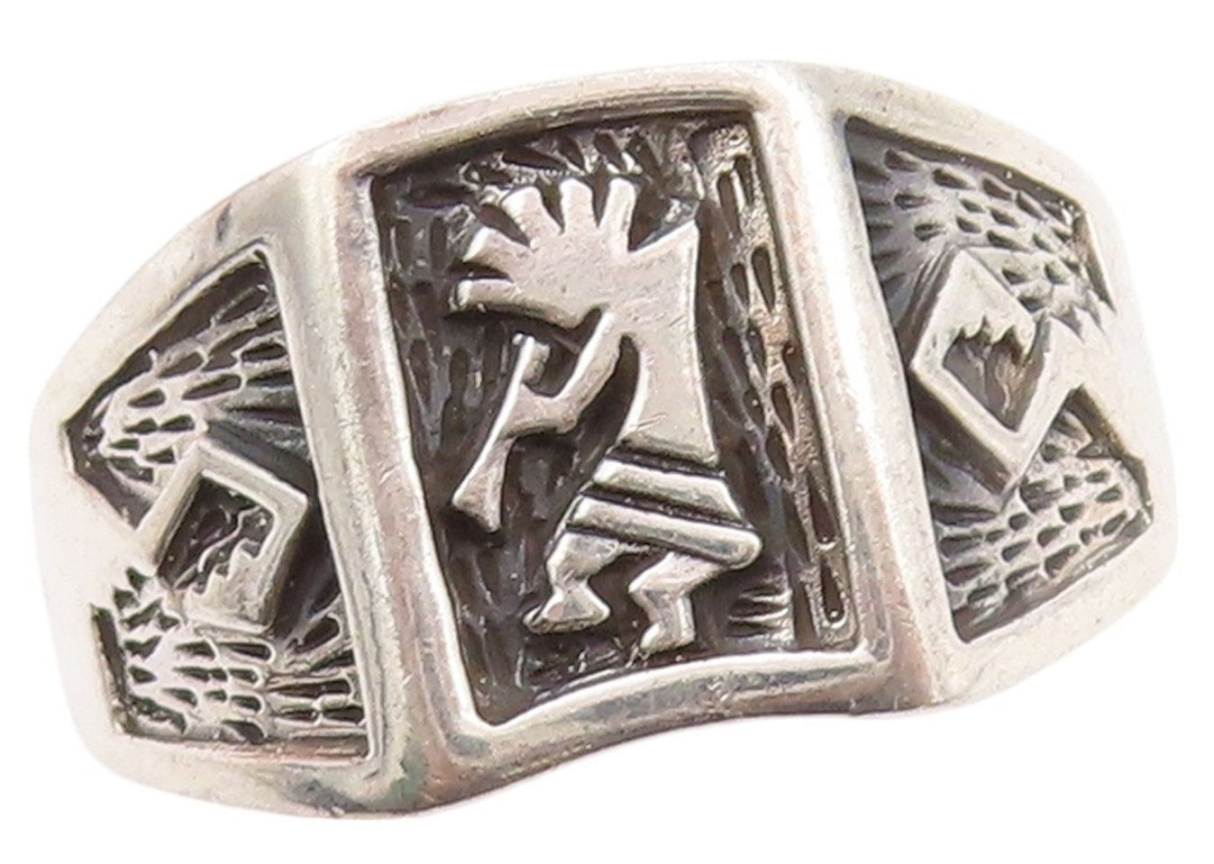 925 Sterling Silver Vintage Ring Solid Carved Kokopelli  Sz 5  RG32292