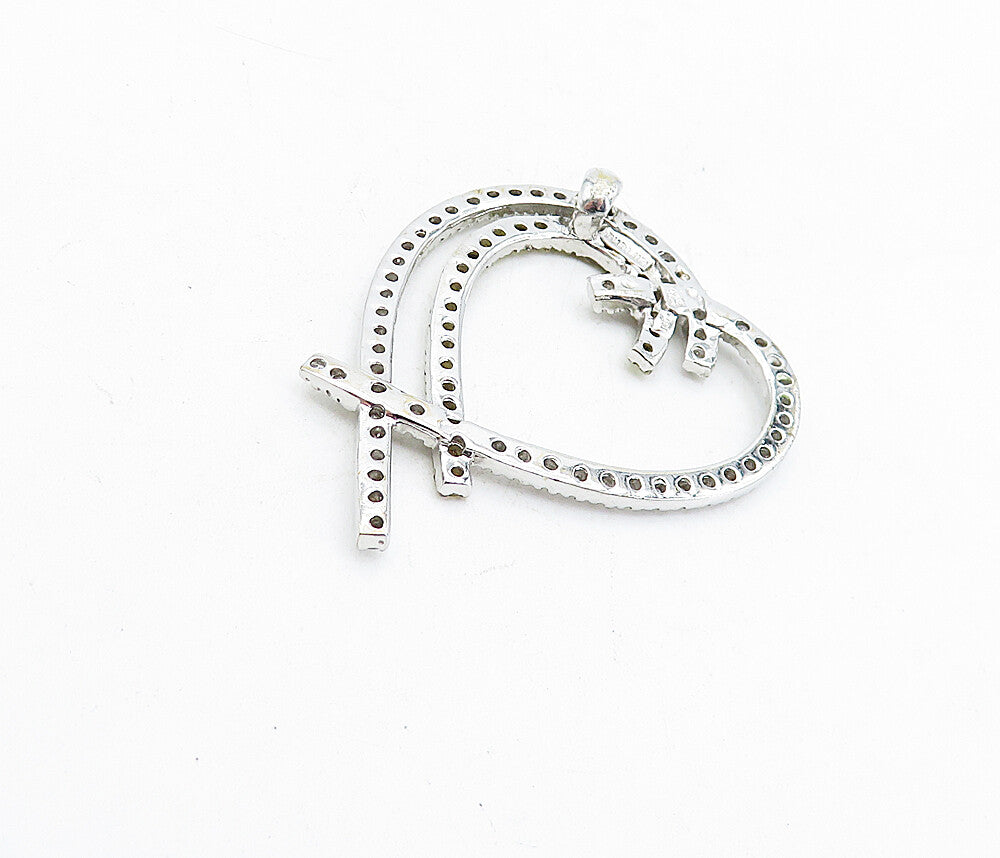 925 Sterling Silver Yellow & White Cubic Zirconia Love Hearts Pendant PT3699