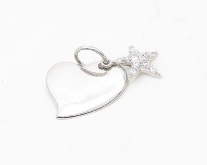925 Sterling Silver  Cubic Zirconia Starfish & Love Heart Pendant  PT14064