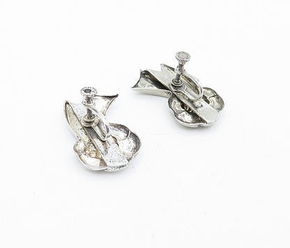 925 Sterling Silver  Vintage Shiny Non Pierce Screw Back Earrings  EG2415