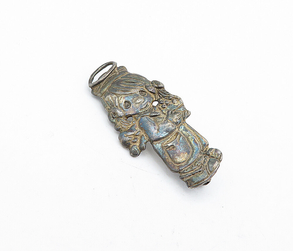 MEXICO 925 Sterling Silver  Vintage Antique Little Girl Brooch Pin  BP1551