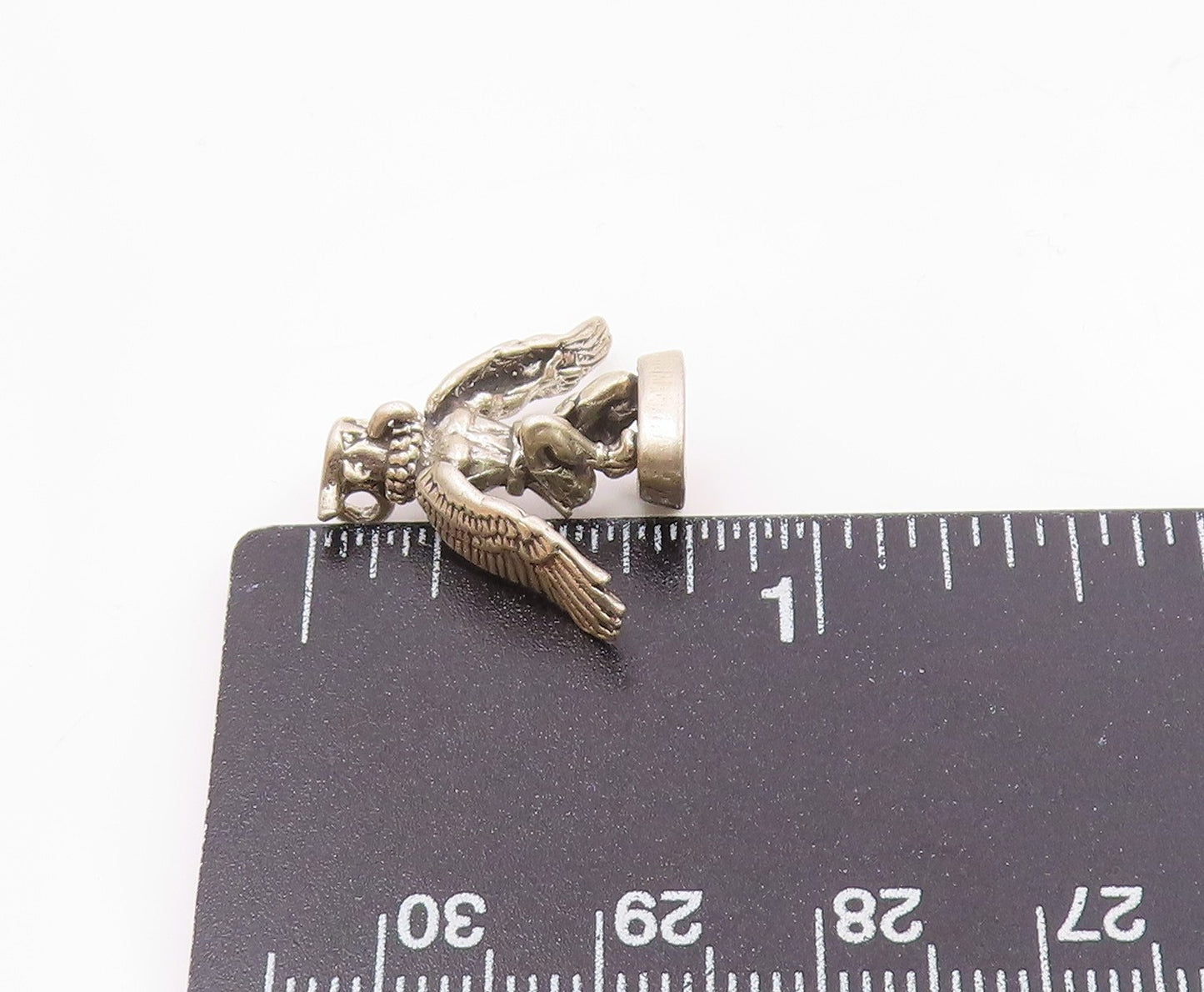 925 Sterling Silver  Vintage Kneeling Horned Figure With Wings Pendant PT21833