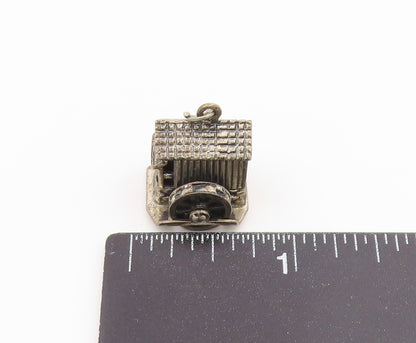 925 Sterling Silver Vintage Pendant BEAU Water Mill House Charm MOVES  PT26576