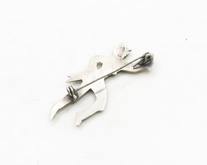 MEXICO 925 Sterling Silver  Vintage Dancing Man Chiseled Brooch Pin  BP7636