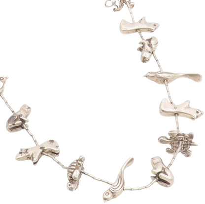 925 Sterling Silver Vintage Necklace Classic Animal Fetish Design Chain  NE4739