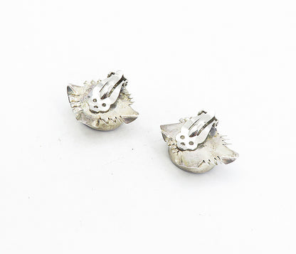 MEXICO 925 Sterling Silver Vintage Black Onyx Non Pierce Earrings EG4036