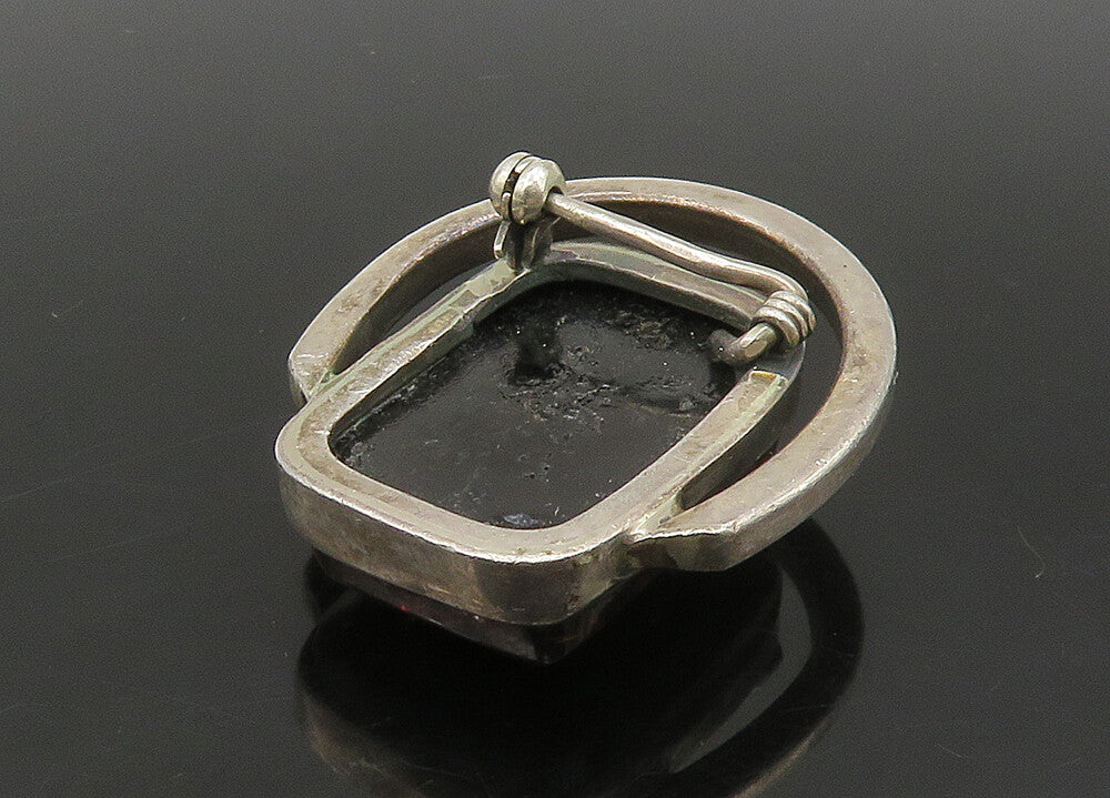 925 Sterling Silver  Vintage Amber Modernist Smooth Brooch Pin  BP8974