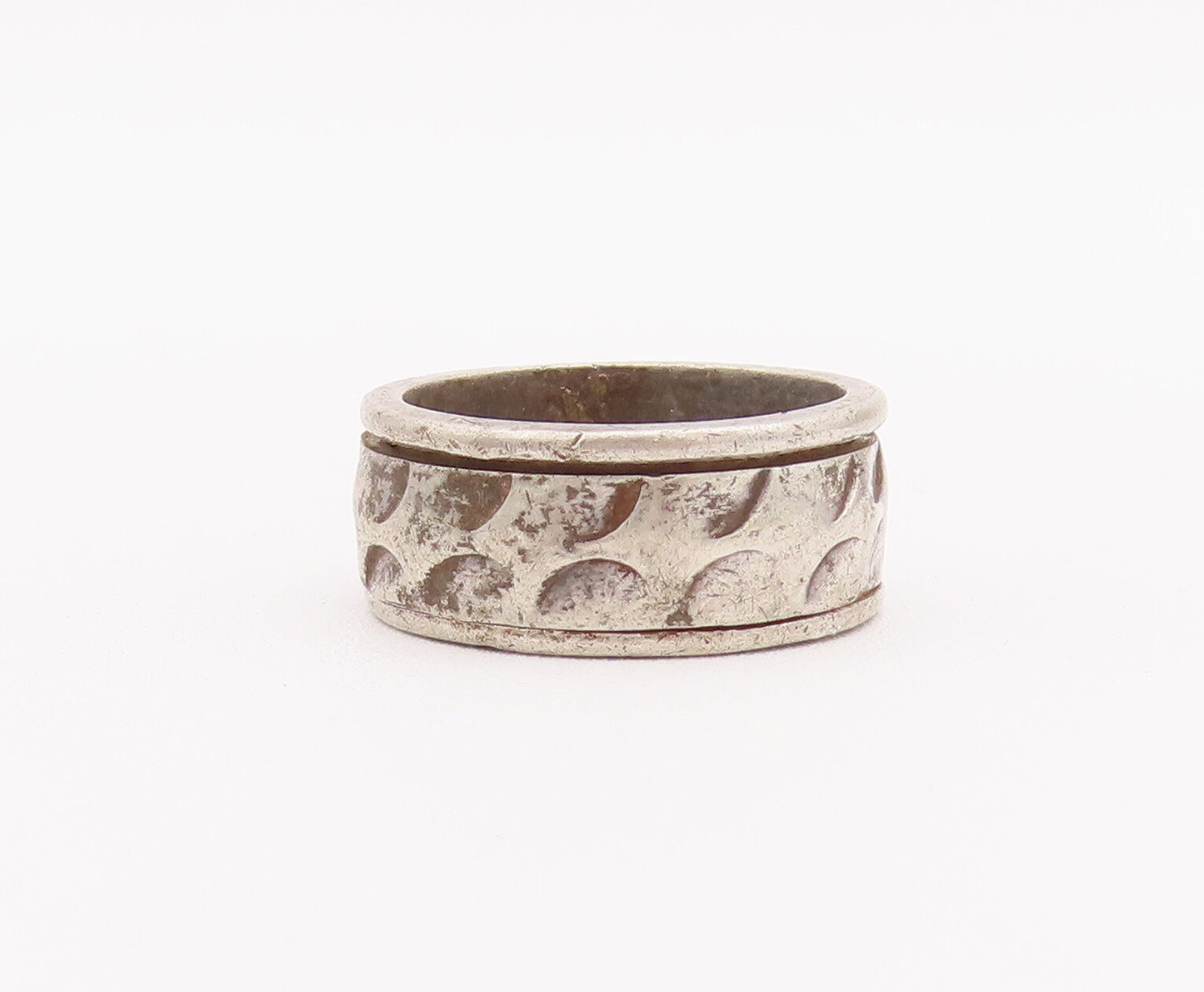 925 Sterling Silver Vintage Ring Minimalist Etched Semi Circle Sz 7 RG27962