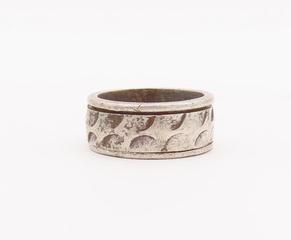 925 Sterling Silver Vintage Ring Minimalist Etched Semi Circle Sz 7 RG27962